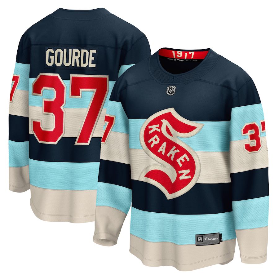 Men Seattle Kraken #37 Yanni Gourde Fanatics Branded Deep Sea Blue 2024 NHL Winter Classic Breakaway Player Jersey